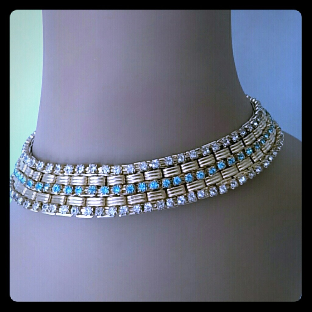VINTAGE Outrageous Rhinestone Choker Necklace